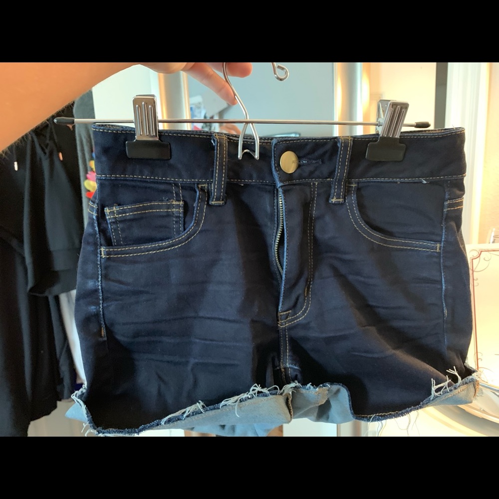 Dark wash denim shorts